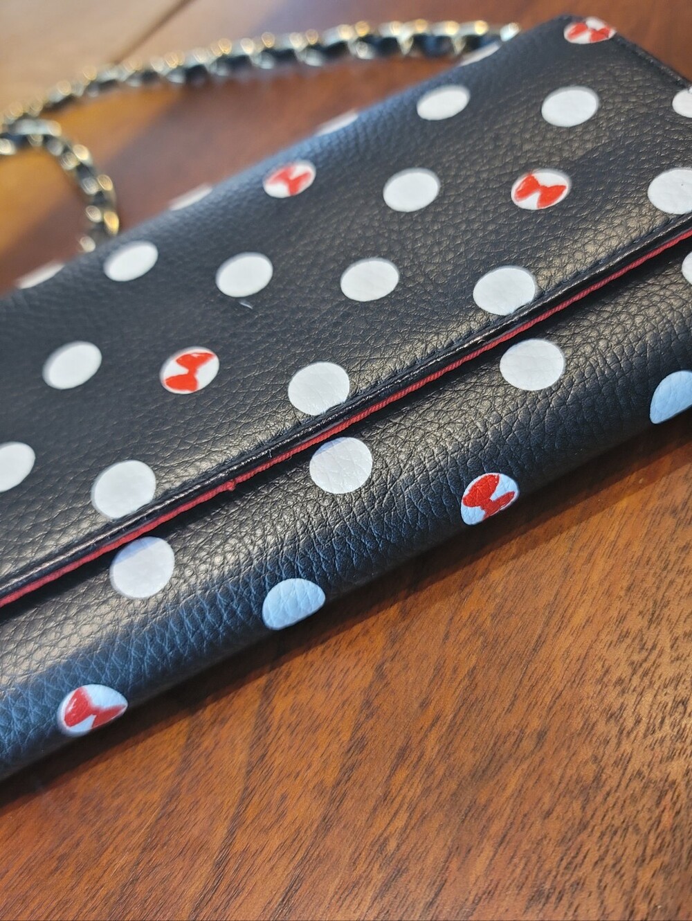 Disney Minnie Mouse Black Polka Dot Crossbody Wallet - Picture 12 of 14